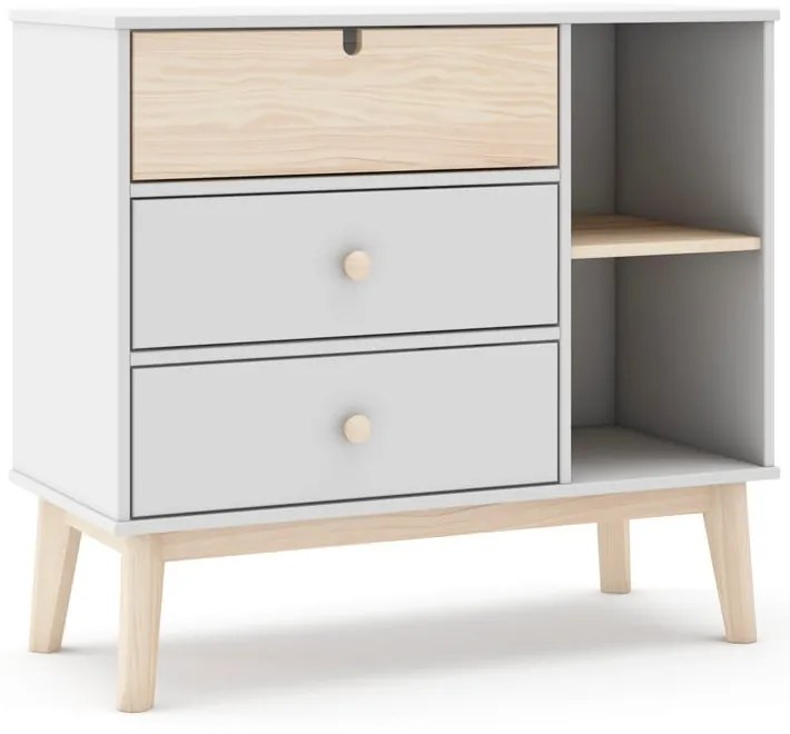 Cassettiera bassa bianca da bambini 90x40 cm Estefania – Marckeric