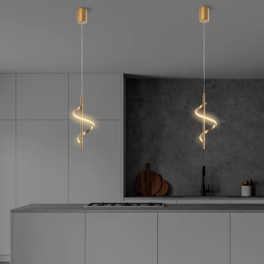 Lampada a sospensione LED in oro ø 16 cm Likma - Opviq lights