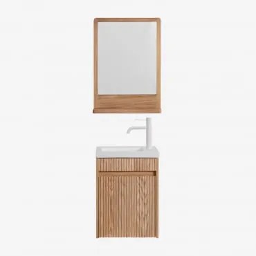 Set Mobili Da Bagno In Frassino Con Lavabo Integrato Narek Marrone Frassino & Rectangular Madera (50x70 Cm) Mazure & Bianco ↑20 Cm - Sklum