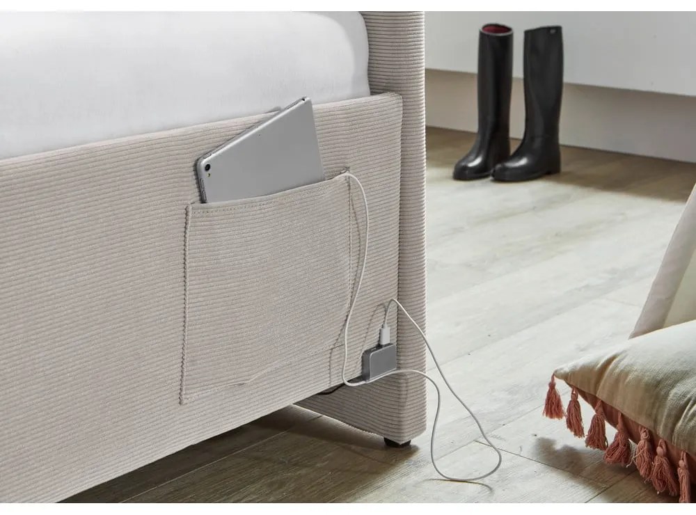 Letto da bambini con sponde beige imbottito rete non inclusa 120x200 cm Cool – Meise Möbel