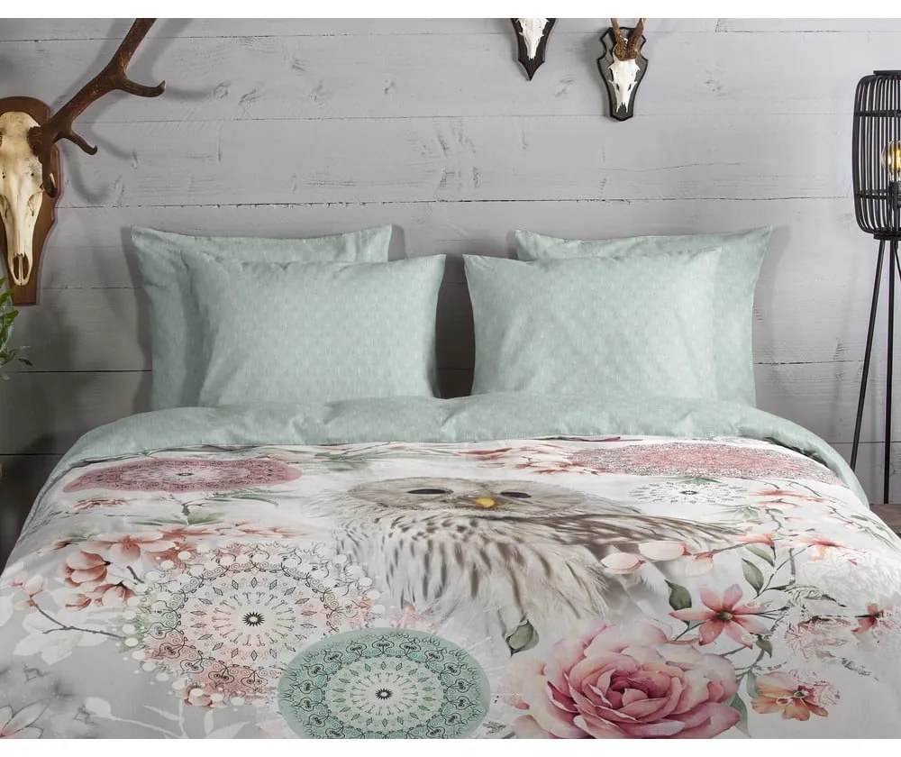 Biancheria da letto verde in flanella per letto singolo 140x200 cm Omaira – HIP