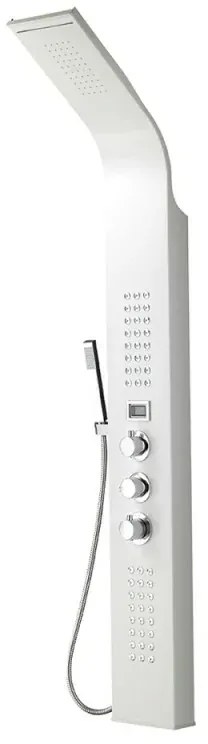 Pannello doccia bianco con 4 getti e monitor per la temperatura