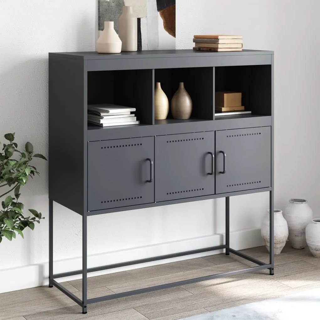 Credenza Antracite 100,5x39x107 Cm İn Acciaio /