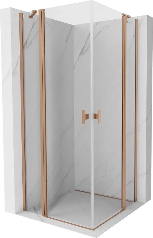 Mexen Mist Duo cabina doccia a battente 70 x 70 cm, trasparente, rame spazzolato - 8A4-070-070-65-00