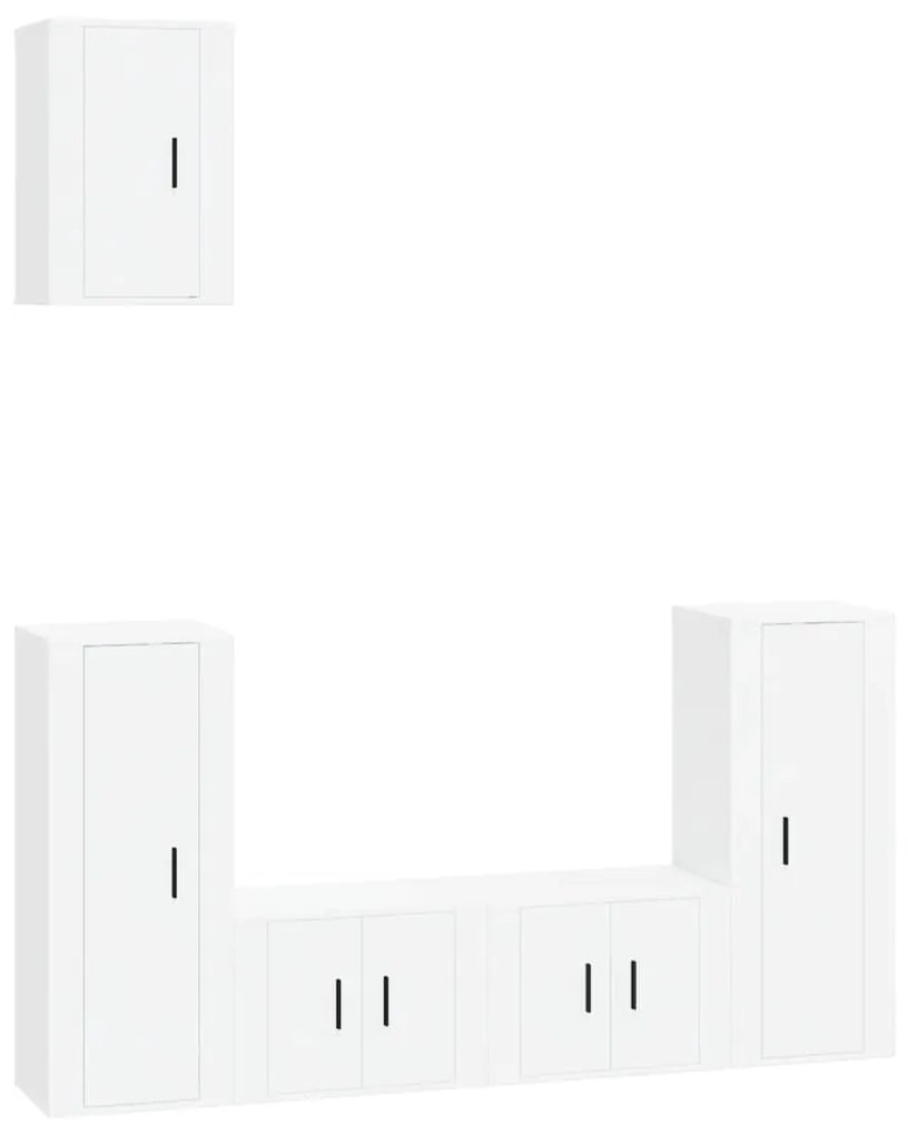 Set di mobili porta tv 5 pz bianco lucido in legno multistrato