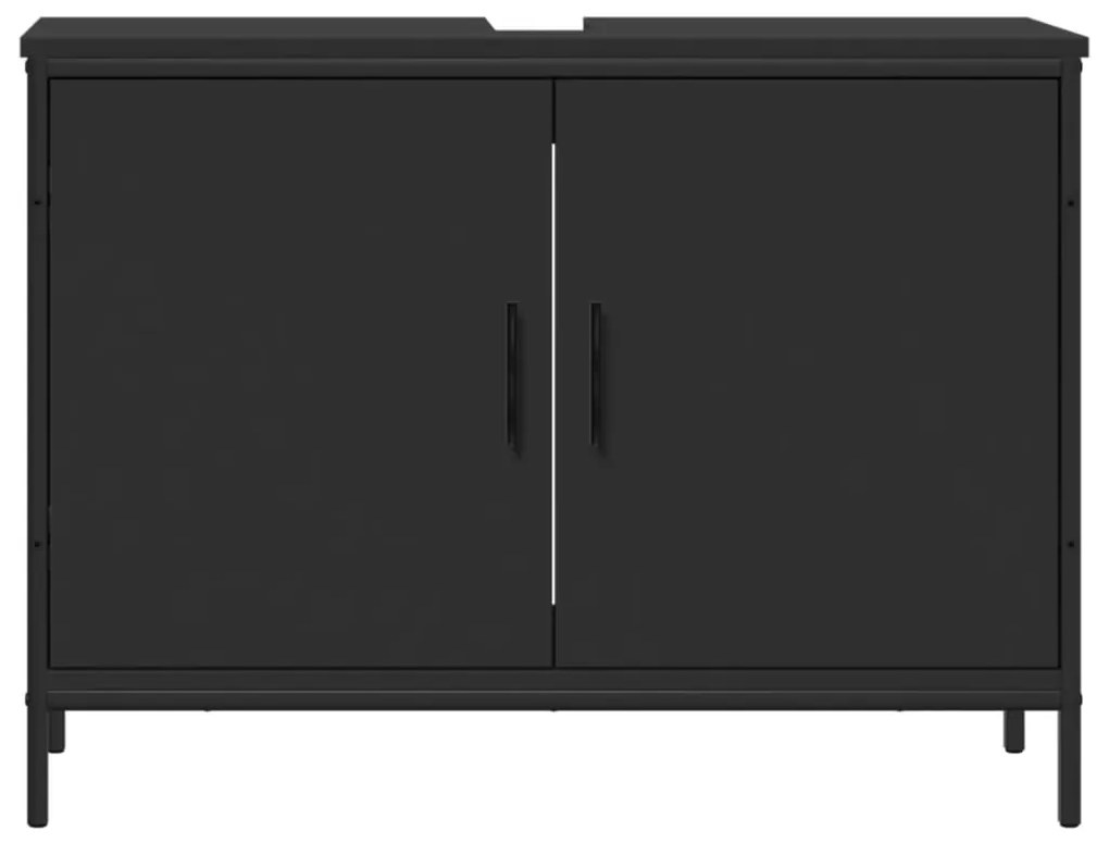 Mobile lavabo bagno nero 80x30x60 cm in legno multistrato