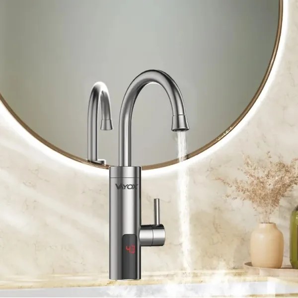 Scaldabagno istantaneo con LED display 3000W/230V IPX4 acciaio inossidabile