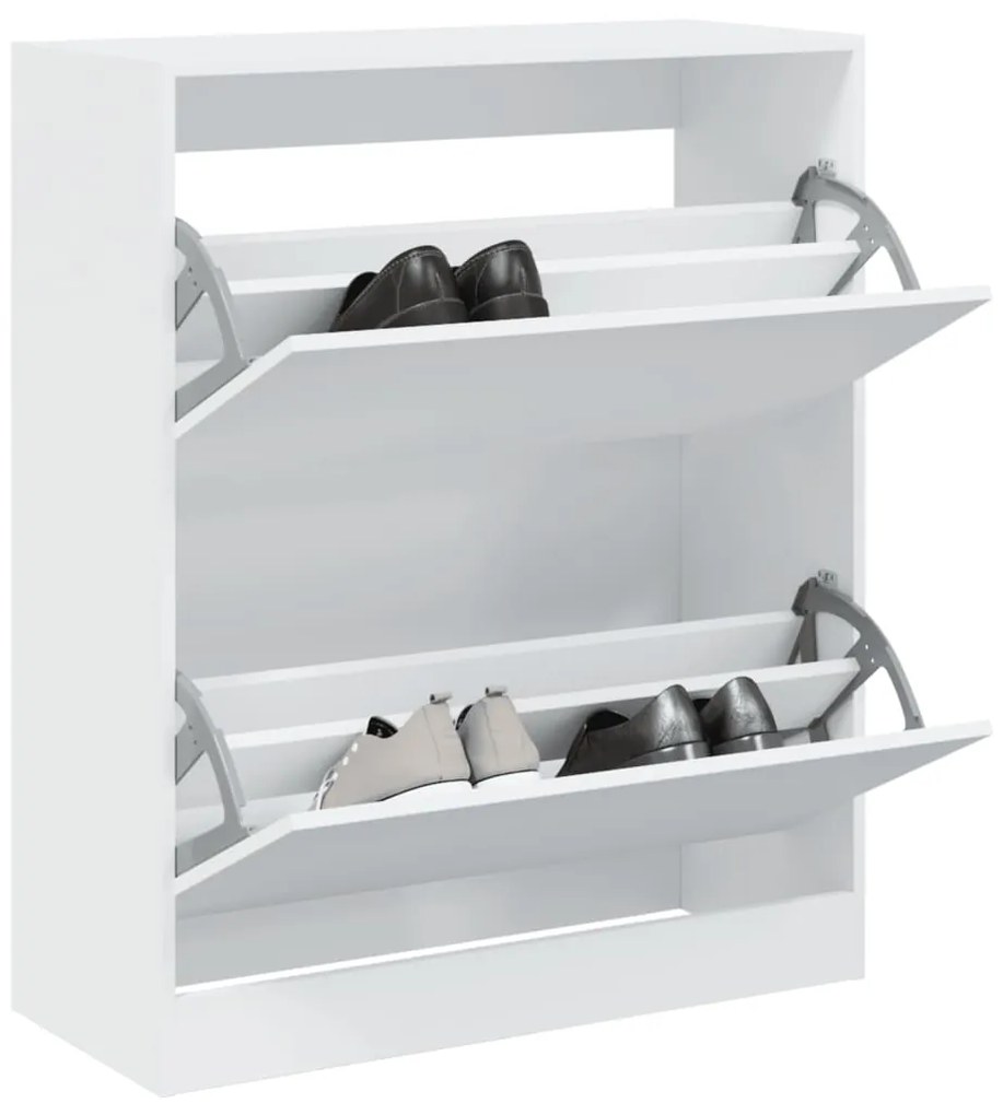 Scarpiera Bianca 80x34x96,5 Cm İn Legno Multistrato /