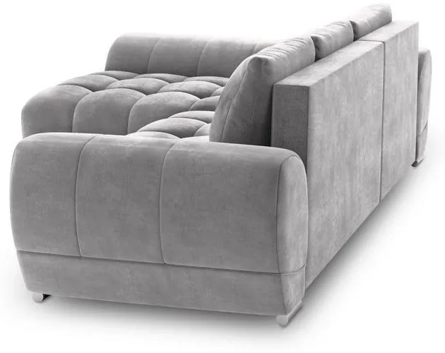 Divano letto angolare grigio chiaro con rivestimento in velluto, angolo sinistro Nuage - Windsor &amp; Co Sofas
