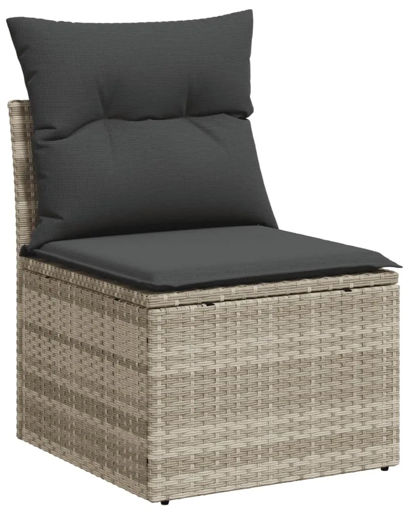 Set divano da giardino 8pz con cuscini grigio chiaro polyrattan