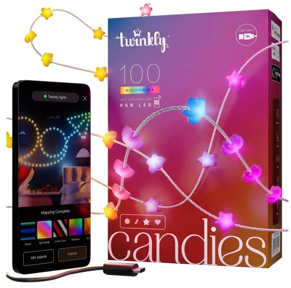 Twinkly TWKS100RGB-T - LED RGB Dimmerabile Catena natalizia 100xLED 8 m USB Wi-Fi