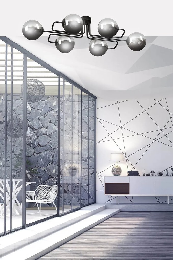 Lampadario da soffitto BRENDI 6 in acciaio e vetro 6xE14