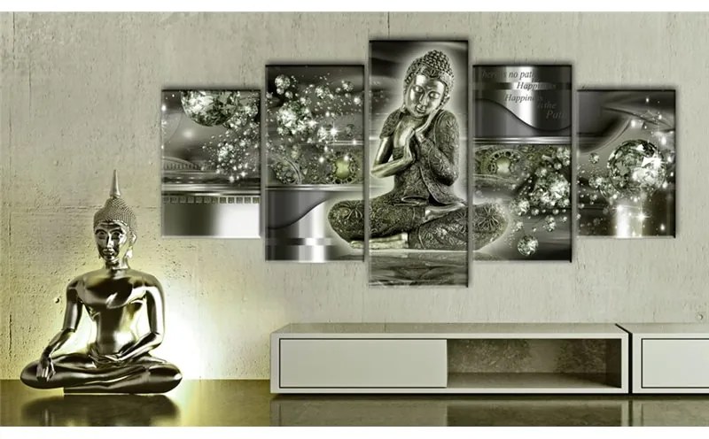 Quadro Emerald Budda  Colore Argento, Dimensioni e Misure 100x50