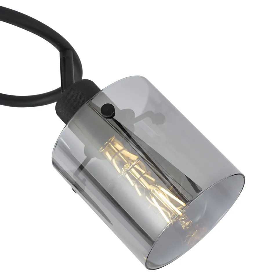 Faretto da soffitto di design nero con vetro fumé rotondo a 3 luci - Domo