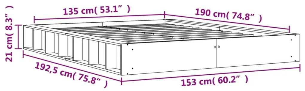 Giroletto Marrone Cera 135x190 cm in Legno Massello di Pino