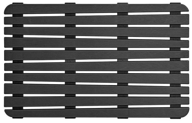 Pedana doccia antiscivolo 80x50 cm nero con effetto legno in plastica