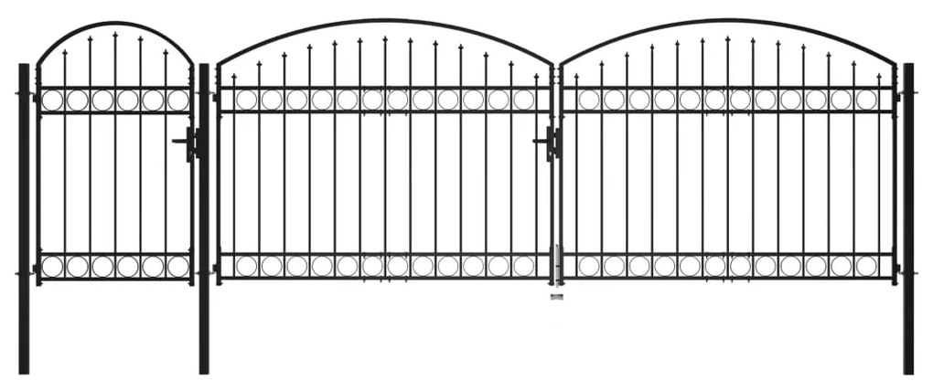 Cancello Da Giardino Ad Arco İn Acciaio 1,75x5 M Nero /