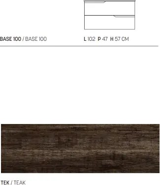 Mobile da bagno sospeso base 100 BORA moderno a 2 cassetti con lavabo TEK