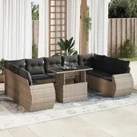 Set Divano da Giardino 10 pz con Cuscini Grigio in Polyrattan 3326701