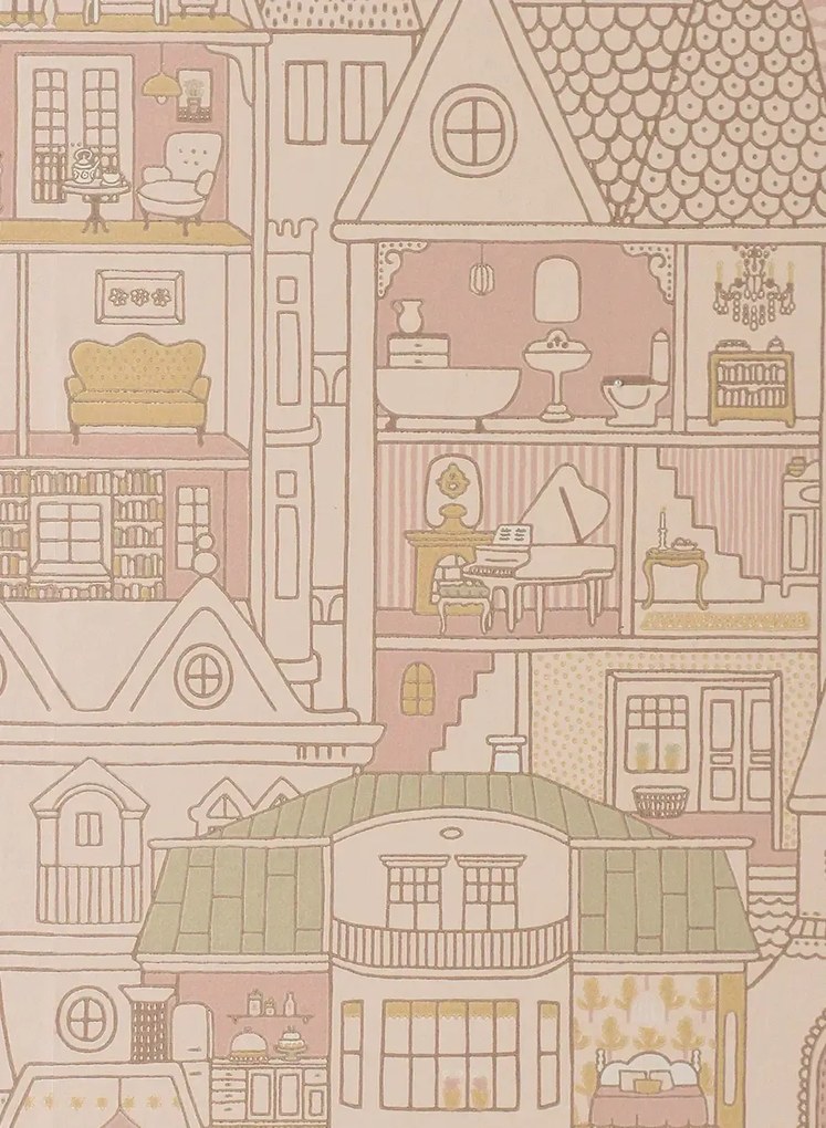 Majvillan Carta da parati Dollhouse - Sunny Pink