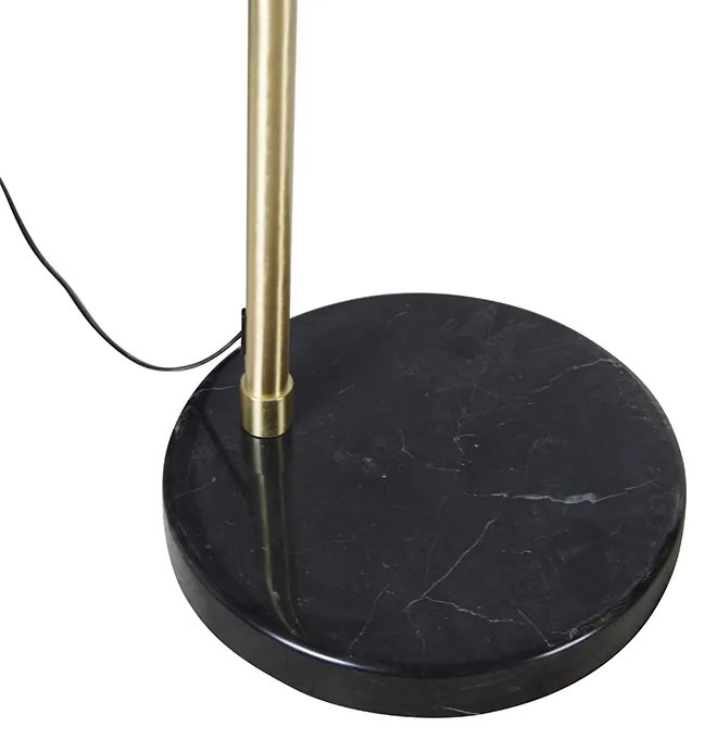 Lampada da terra ad arco moderna in ottone con base in marmo e paralume nero 32,5 cm - XXL