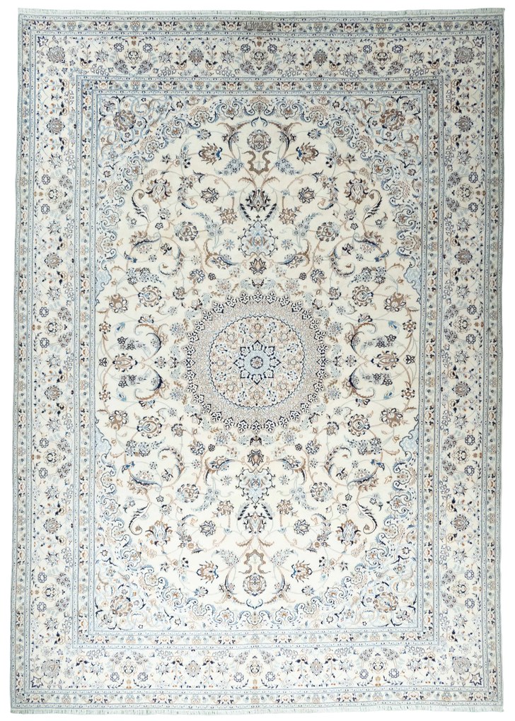 Nain Tappeto 490x350 Beige (Iran) Annodato A Mano