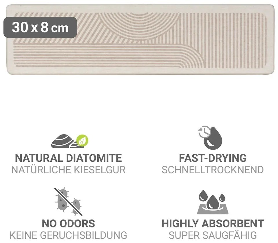 Tappetino scolapiatti beige in diatomite 30x8 cm Damon – Wenko