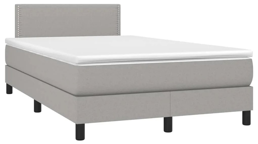 Letto a molle materasso e led grigio chiaro 120x200 cm tessuto