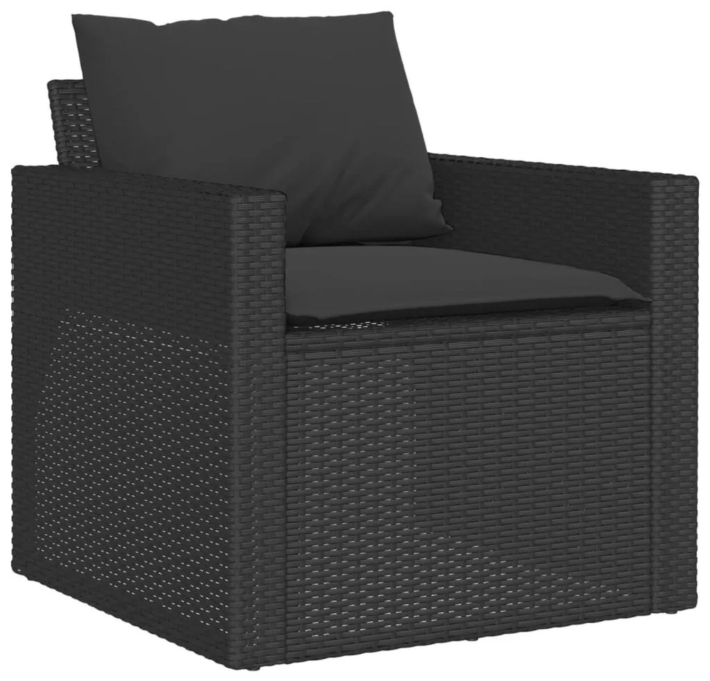 Set divano da giardino 6 pz con cuscini nero in polyrattan