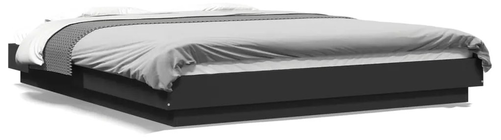 Giroletto Con Luci Led Nero 160x200 Cm İn Legno Multistrato /