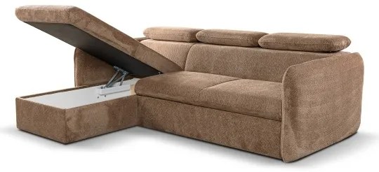 Divano angolare letto BEJA beige con contenitore, lato sinistro