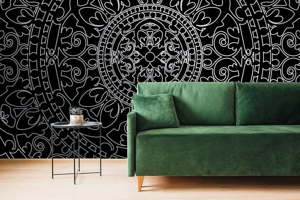 Carta da parati autoadesiva – Ornamento orientale in bianco e nero
