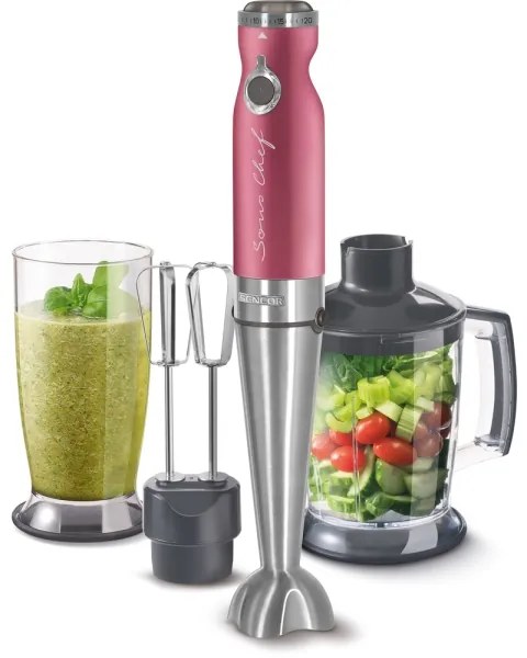 Sencor - Frullatore a immersione 4in1 1200W/230V acciaio inox/rosa