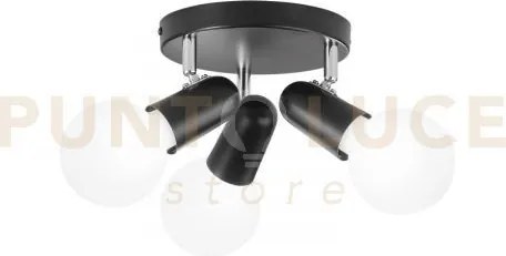 Spot punto nero 3 luci attacco e27 26x18x12cm in metallo