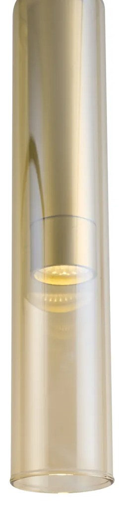 Faretto moderno oro con vetro ambrato per sistema a binario monofase - Slimline Loyce