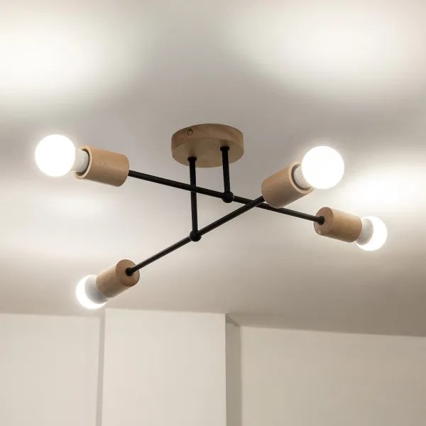 Plafoniera da soffitto CAMBRIDGE 4xE27/15W/230V pino