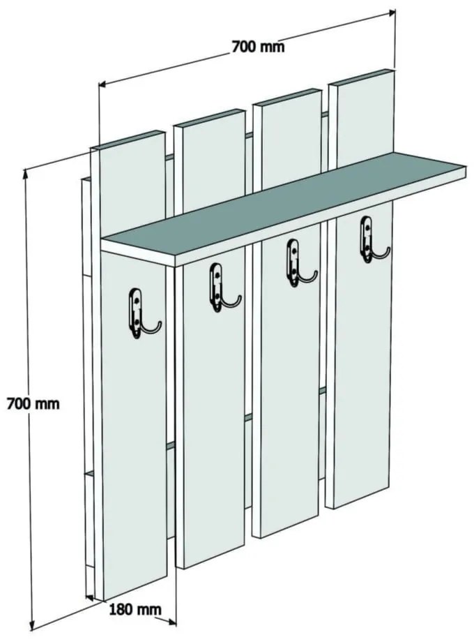Appendiabiti da parete in noce con ripiano in colore antracite-naturale Mita - Puqa Design