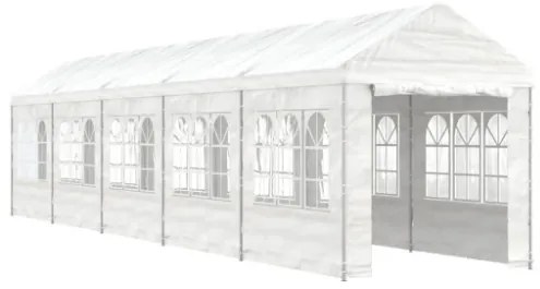 Gazebo con Tetto Bianco 11,15x2,28x2,69 m in Polietilene