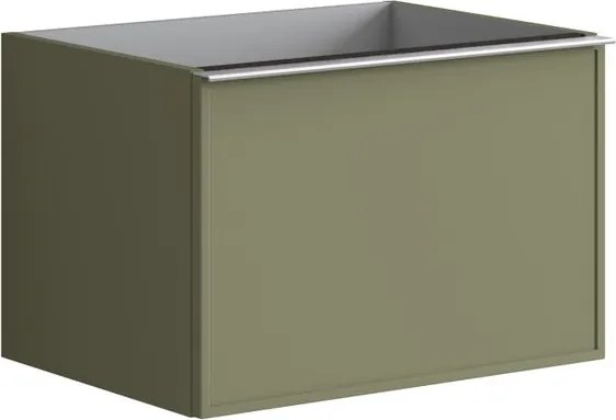 Mobile da bagno sospeso sotto lavabo L 60 x H 40 x P 45.5 cm verde salvia laccato, 2 cassetti Pixel frame