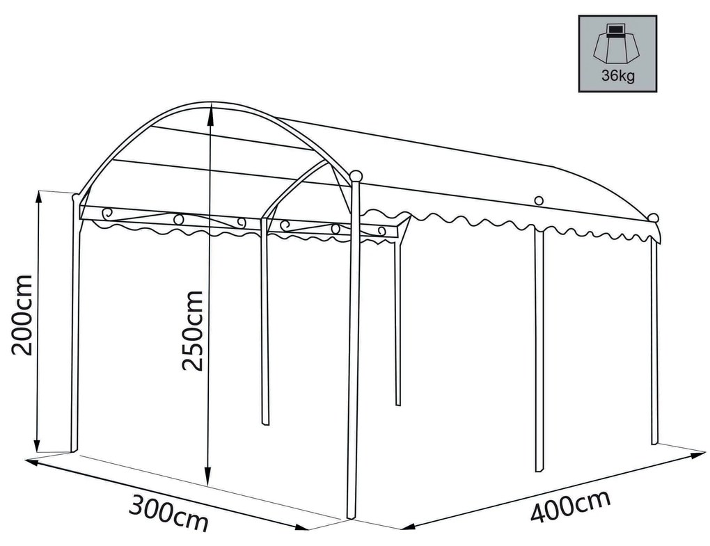 AORNOS - gazebo da giardino a onda in acciaio