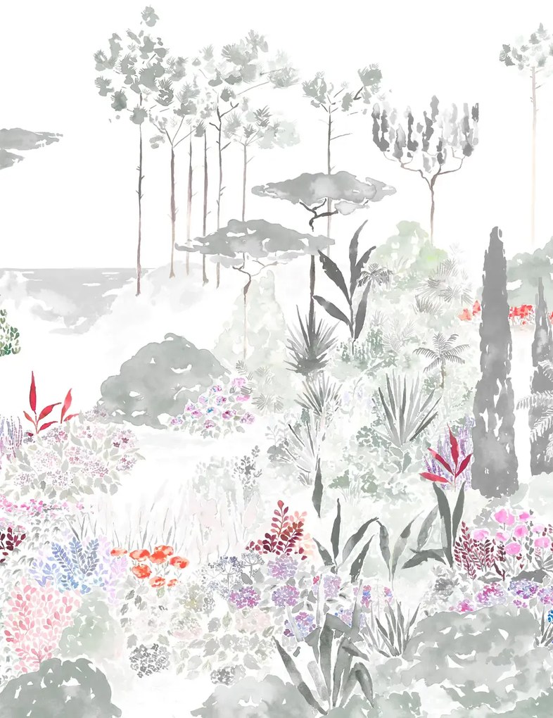 Isidore Leroy Carta da parati panoramica Jardin de France - Gris Vert Panel B