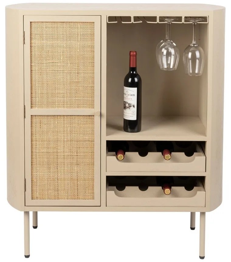 Portabottiglie in rattan crema per 8 bottiglie, 90x100 cm Amaya - White Label