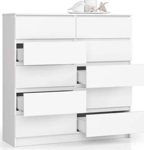 Cassettiera Credenza 120x40x120 Cm 10 Cassetti Artika Bianco Opaco