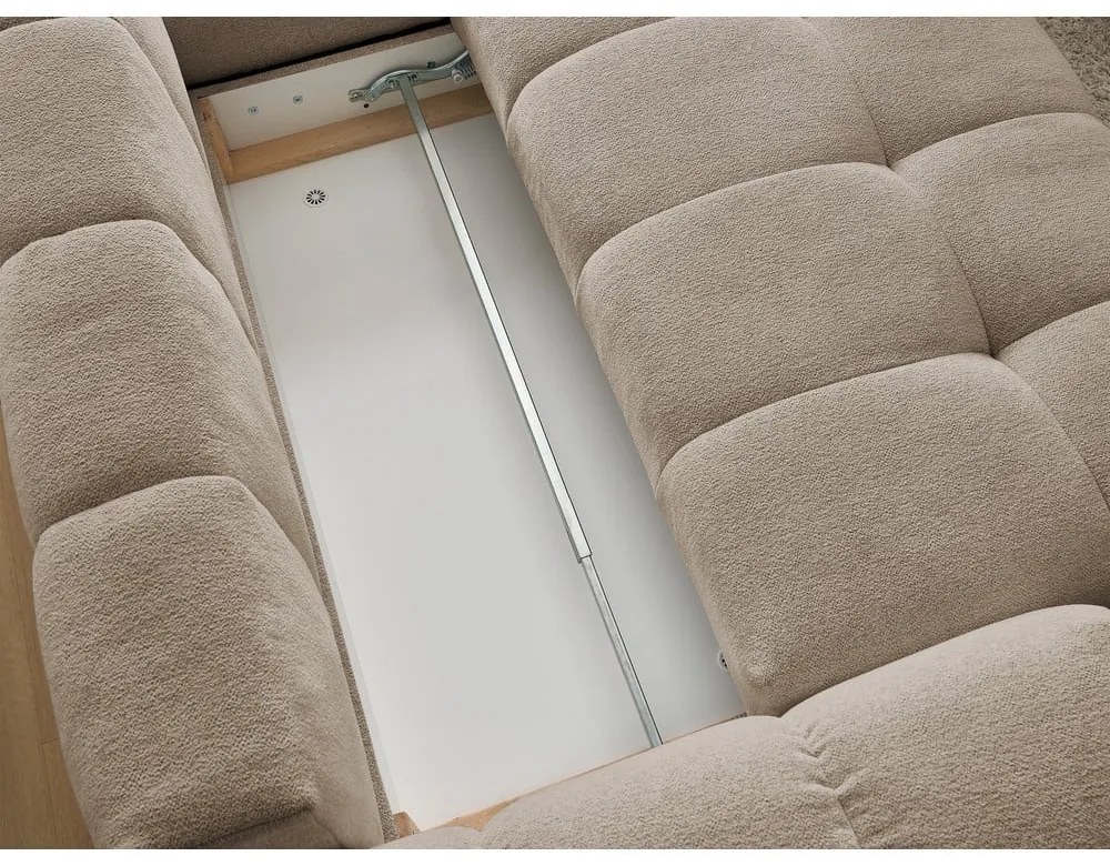 Divano angolare grigio tortora allungabile e con contenitore (penisola a destra/a L) con rivestimento in ciniglia Everest – Bobochic Paris