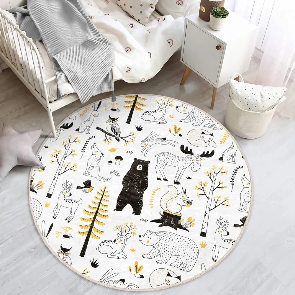 Tappeto per bambini giallo e bianco ø 120 cm Comfort - Mila Home
