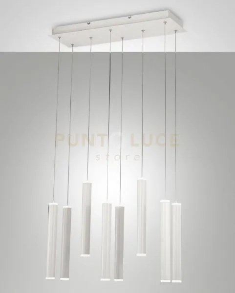 Prado lampadario a sospensione bianco l.60x20cm 8 luci a led 3000k ...