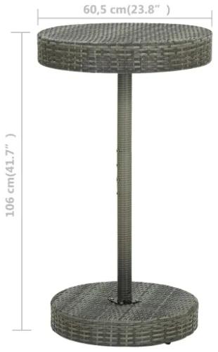 Tavolo da Giardino Grigio 60,5x106 cm in Polyrattan