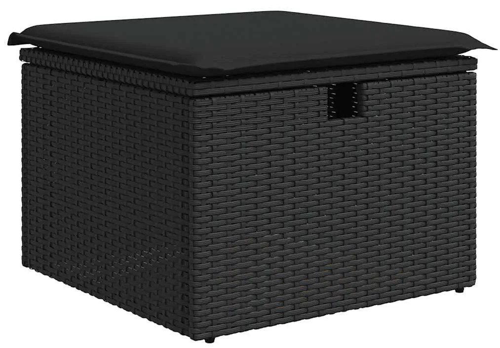 Set divani da giardino con cuscini 7pz nero polyrattan