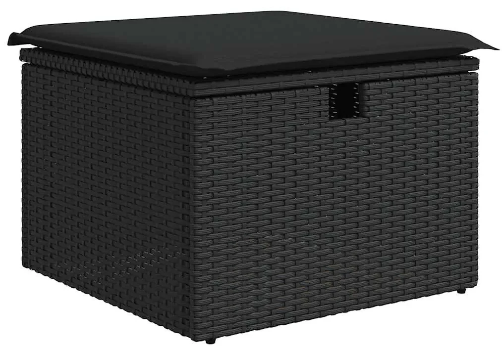 Set divani da giardino con cuscini 7pz nero polyrattan