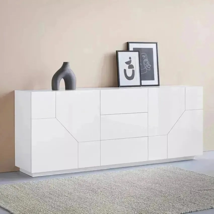 Credenza Sideboard Bianco Laccato 220x43x86 cm per Alien